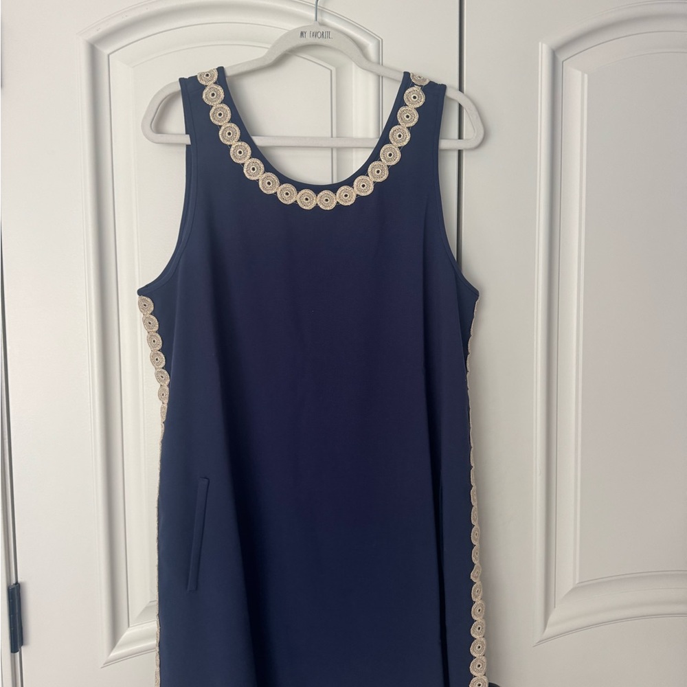Lilly Pulitzer Navy Blue Dress with Cream Accents